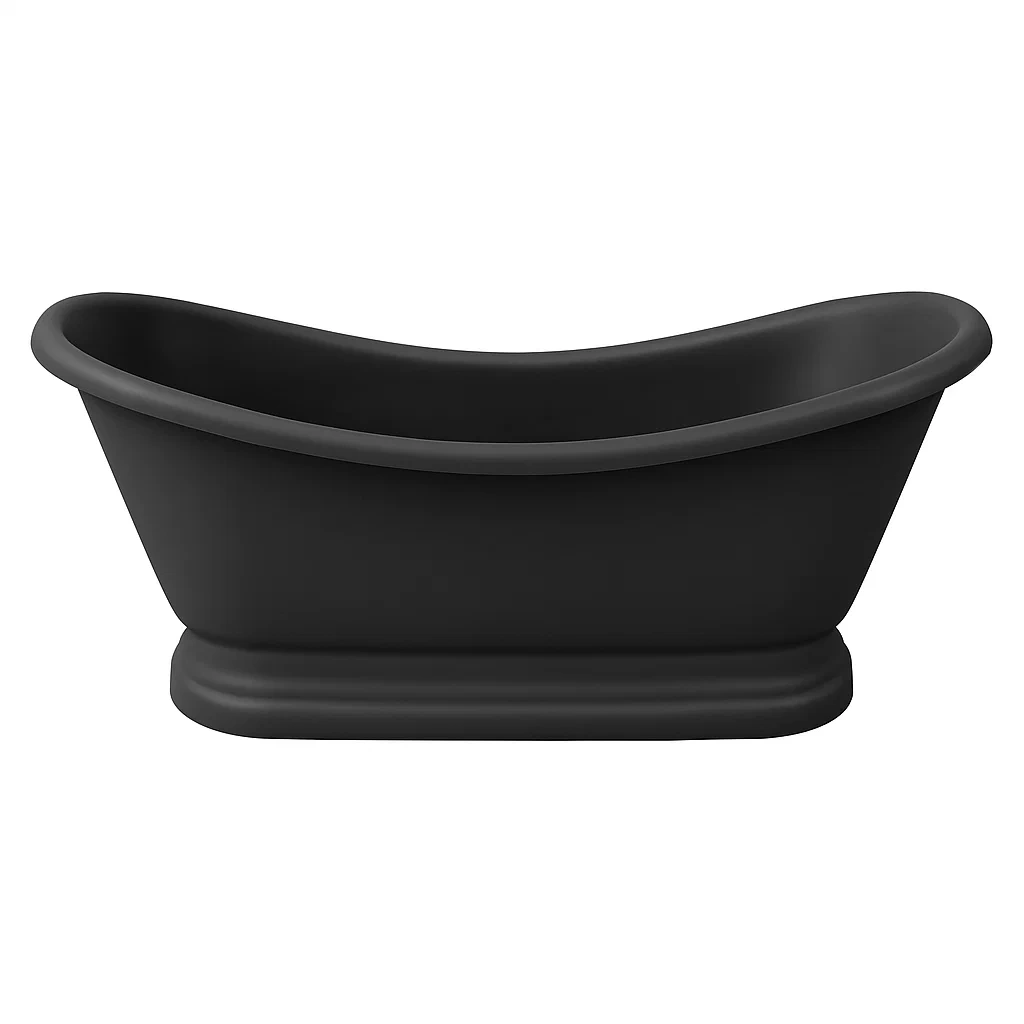 Baignoire autoportante acrylique noire ovale 170x80x60 cm-seataura