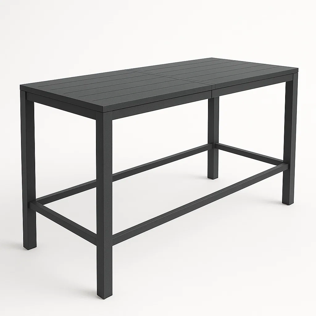 Table haute pour terrasse et jardin rectangulaire en métal anthracite 120x60x100 cm-seataura