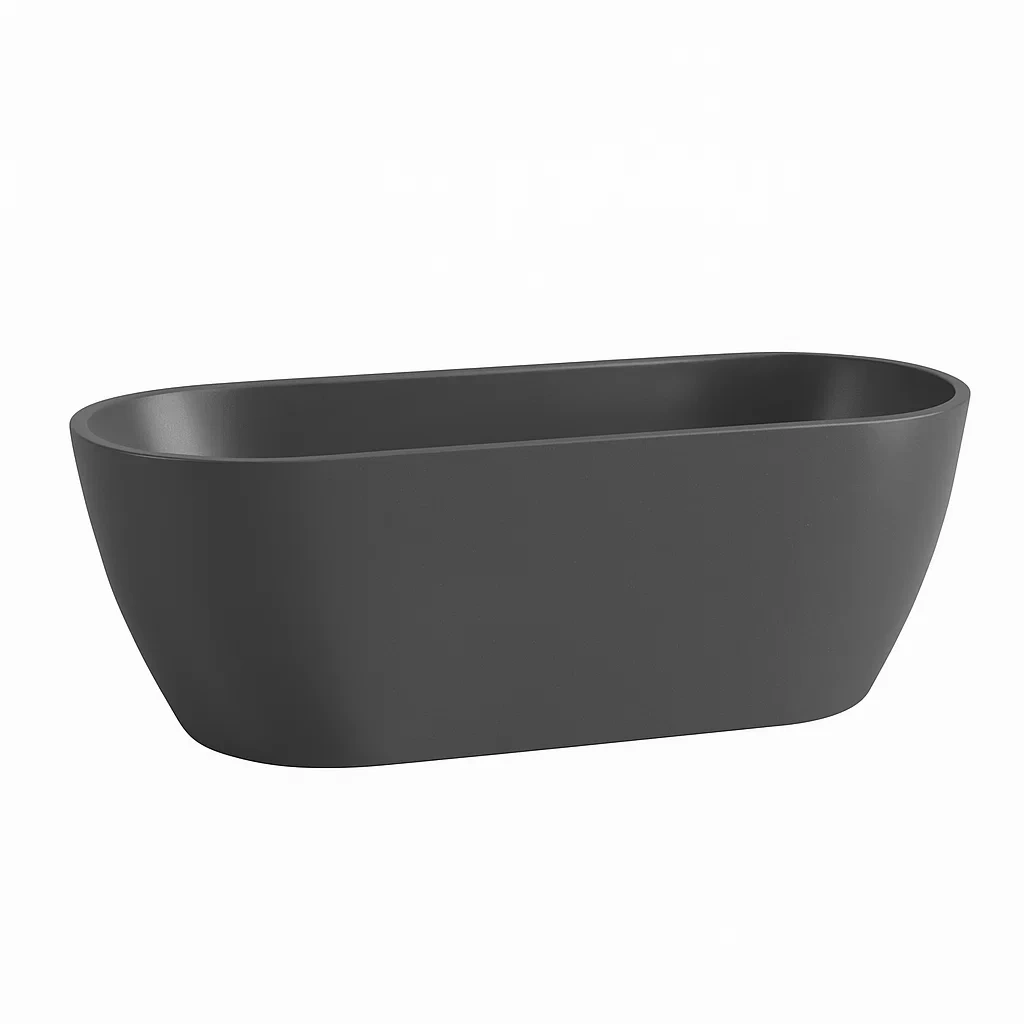 Baignoire autoportante îlot en acrylique gris anthracite 170x80x58 cm-seataura