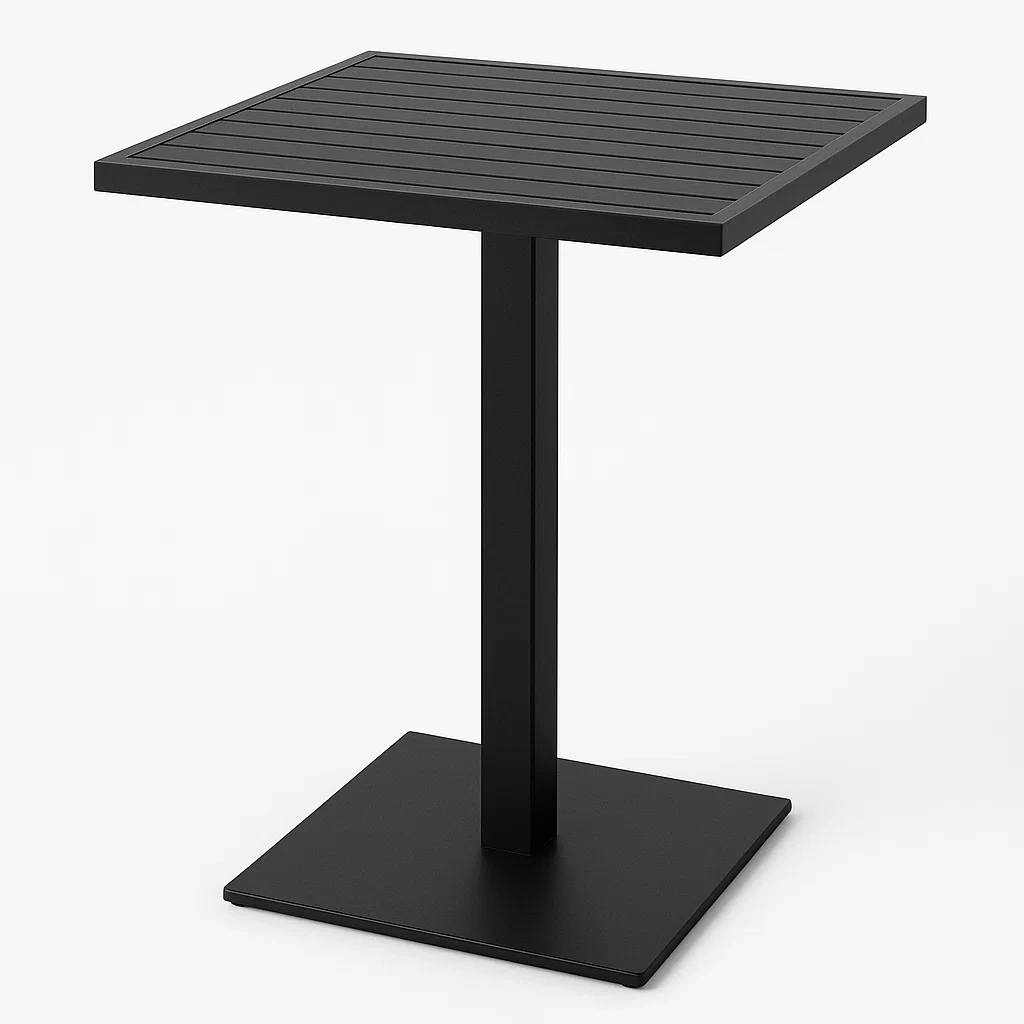 Table haute pour terrasse et jardin en métal noir-seataura