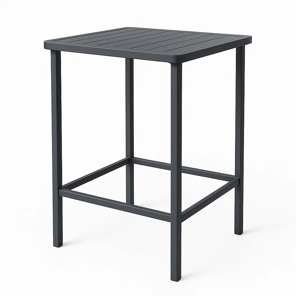 Table haute pour terrasse et jardin en aluminium noir 70x70x100 cm-seataura