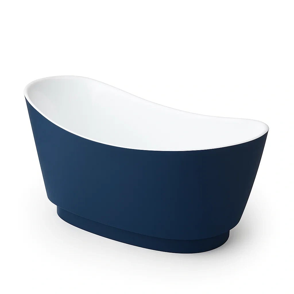 Baignoire autoportante îlot acrylique blanc et bleu-seataura