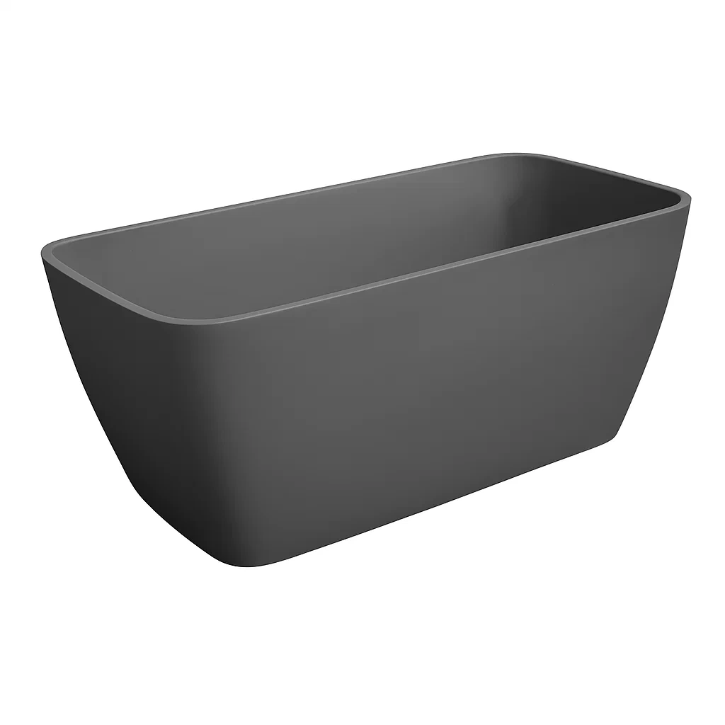 Baignoire autoportante rectangulaire indépendante gris mat en acrylique renforcé-seataura