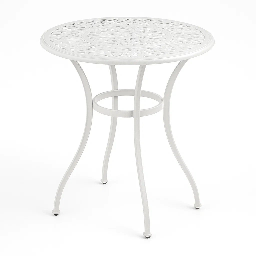 Table haute pour terrasse et jardin de jardin ronde en métal blanc-seataura