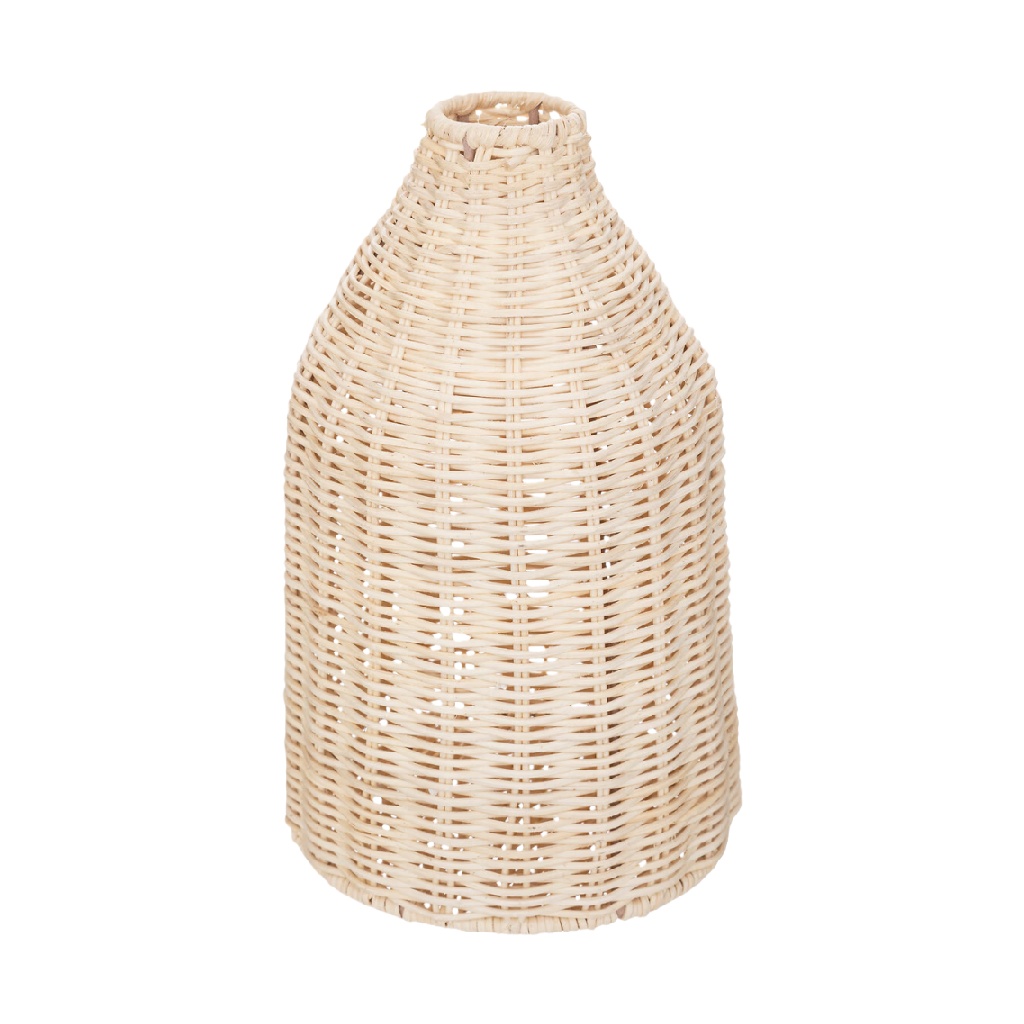Jarrón decorativo tejido de ratán natural, color beige, forma campana-prediksigacorkebun.xyz