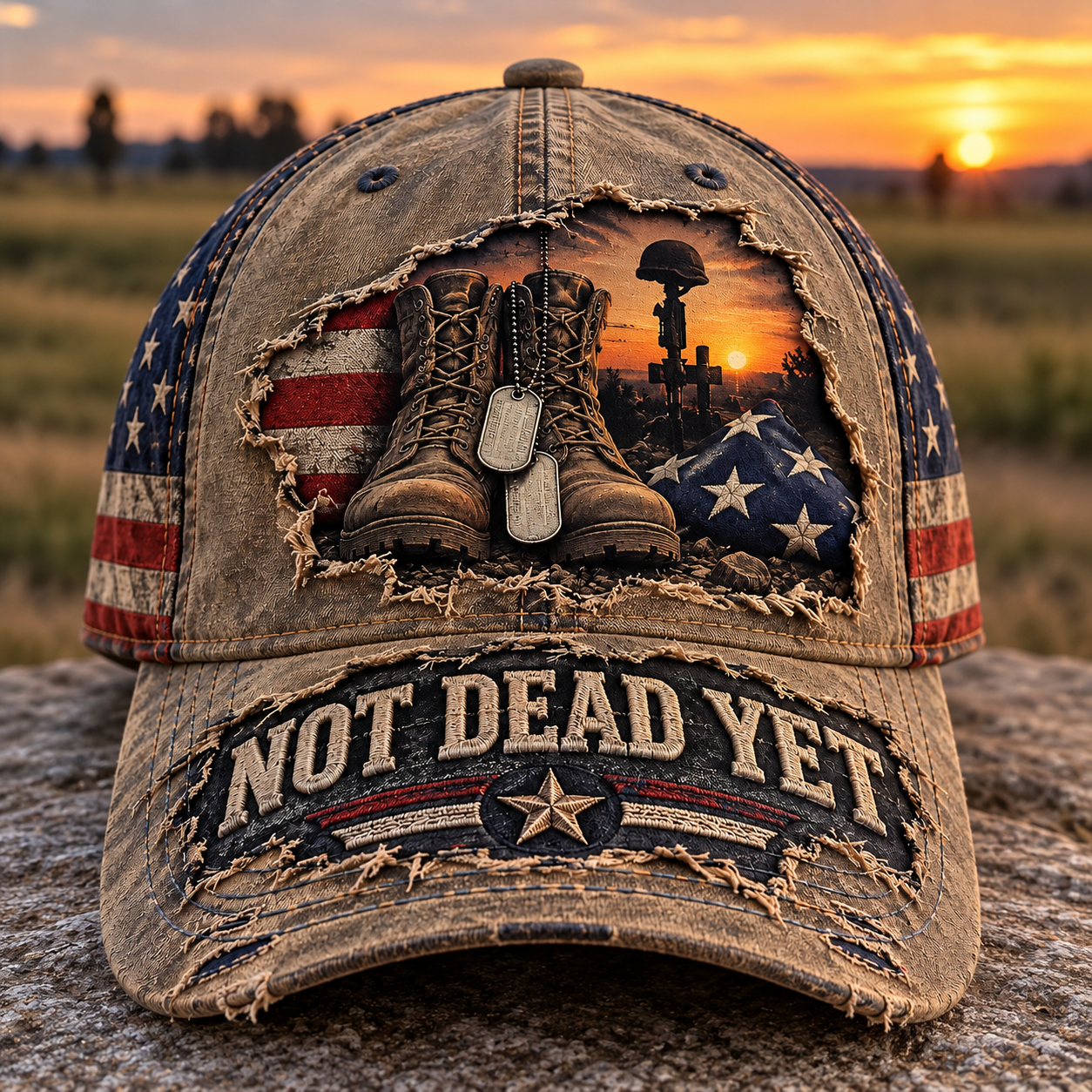 Vintage-Style Veteran Graphic Casual Baseball Cap