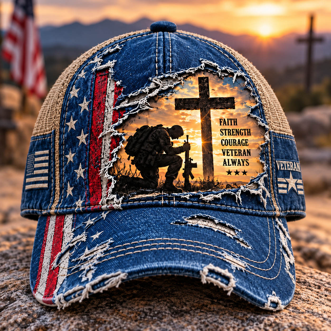 Vintage-Style Veteran Graphic Casual Baseball Cap