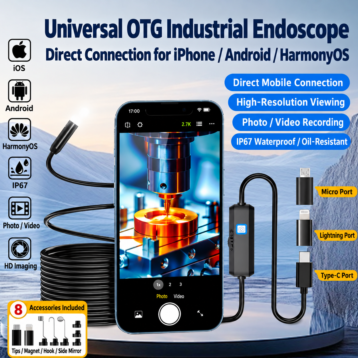 Woyuosn High-Resolution Waterproof Endoscope Camera