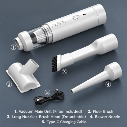 🧹 Brushless Handheld Wireless Car Vacuum Cleaner, Suction & Blowing Dual Purpose, Pet Hair Collector, Portable Dust Remover for Car Interior & Home Cleaning