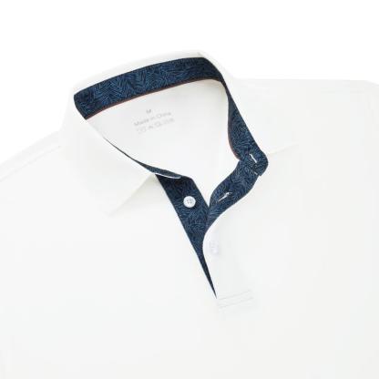 Men‘s Floral Collar Polo Shirt – Anti-Wrinkle Stretchy Arm-Enhancing Short Sleeves