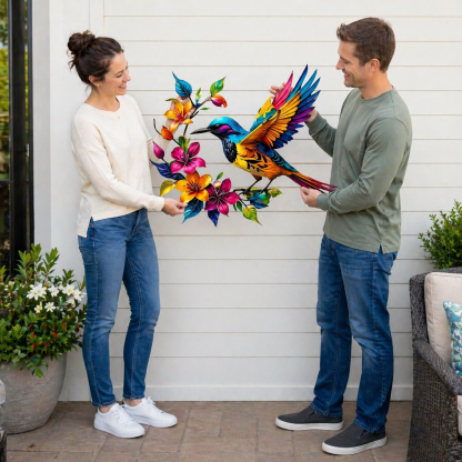 🔥2026 Hot Sale🌟Hummingbird Bloom Metal Wall Art
