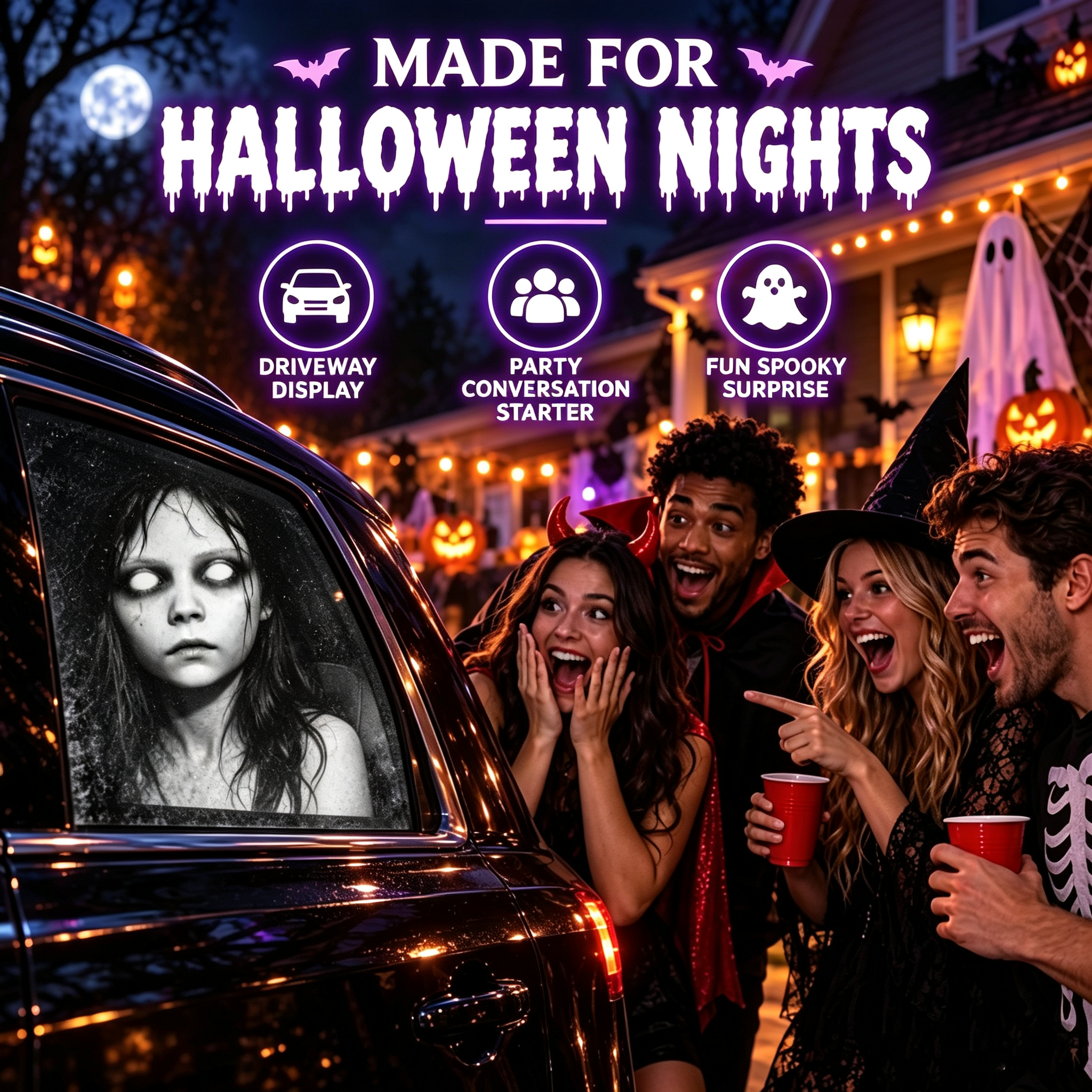 💥Halloween Window Projector — Spooky Films, USB Powered Holiday Decor👿