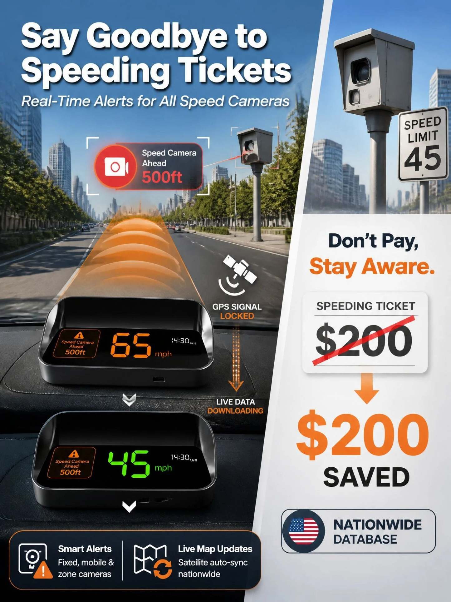 【Smart In-Car HUD Co-Pilot】Works on Sedans, SUVs, Pickups, RVs, and More! 30-Day Risk-Free Trial