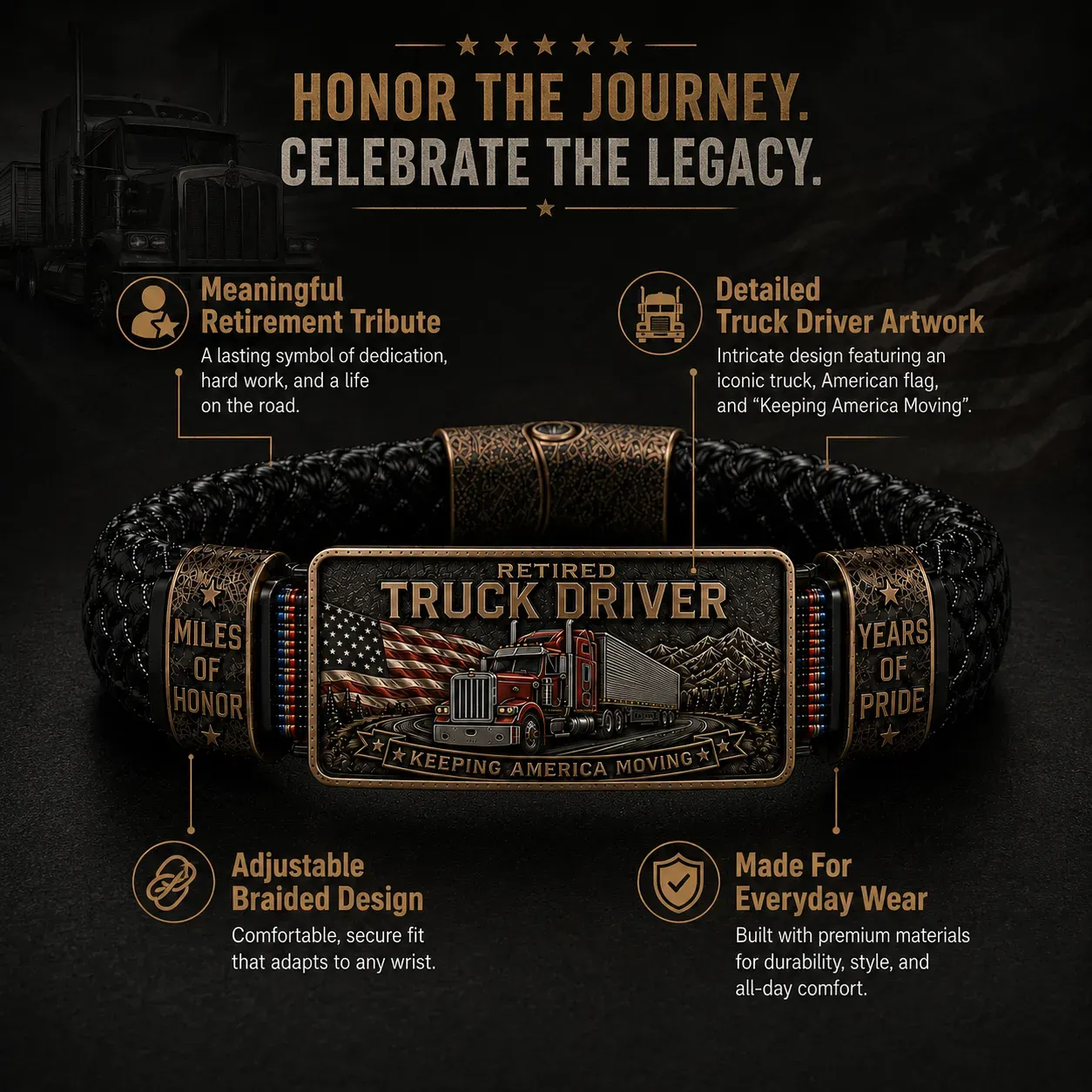 Last Day 50% Off⭐Retired Truck Driver Bracelet