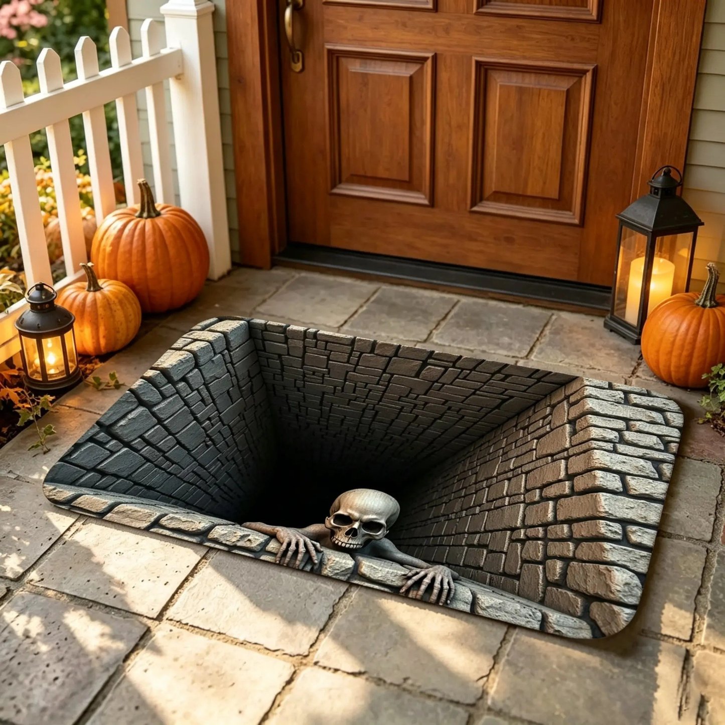 3D Halloween Front Door Mat – Skull & Clown Horror Doormat