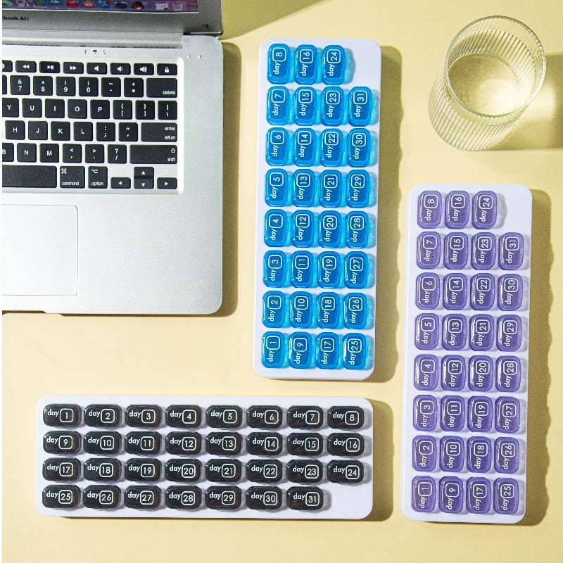 🔥✨Monthly Pill Organizer with Lid - Arthritis-Friendly Easy-Open Lids 31 Removable Daily Pill Pods Date Reminder