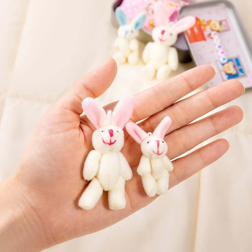 Personalized Cute Mom and Baby Plush Bunny Mini Pocket Tin Box with Colorful Name Comfort Toy Easter Birthday Gift for Kids