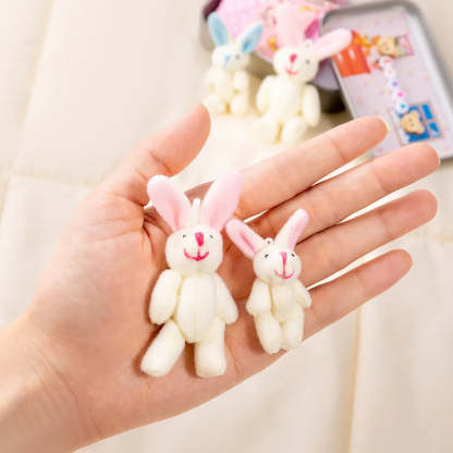 Personalized Cute Mom and Baby Plush Bunny Mini Pocket Tin Box with Colorful Name Comfort Toy Easter Birthday Gift for Kids