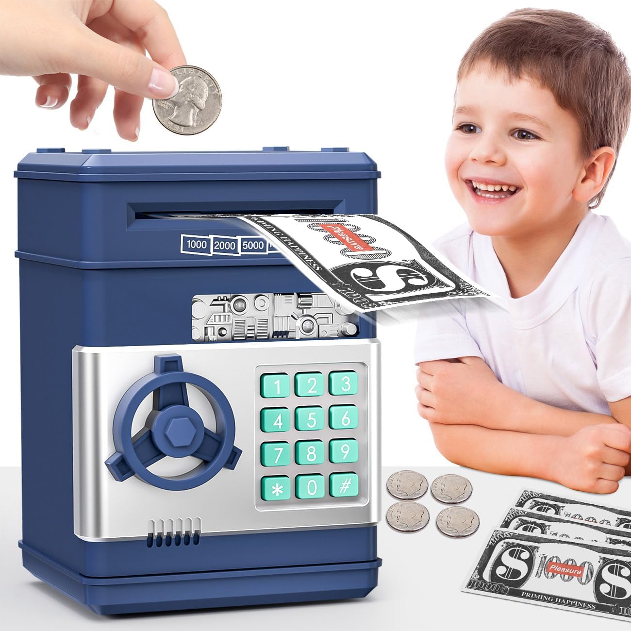  Electronic Piggy Bank ATM Machine Money Safe for Kids Toys Age 6-8-10