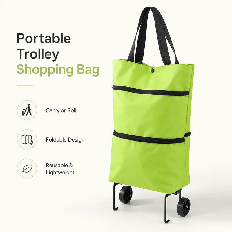 🔥HOT SALE 50% OFF🔥2-in-1 Foldable Shopping Cart Bag with Wheels – Reusable Rolling Grocery Tote