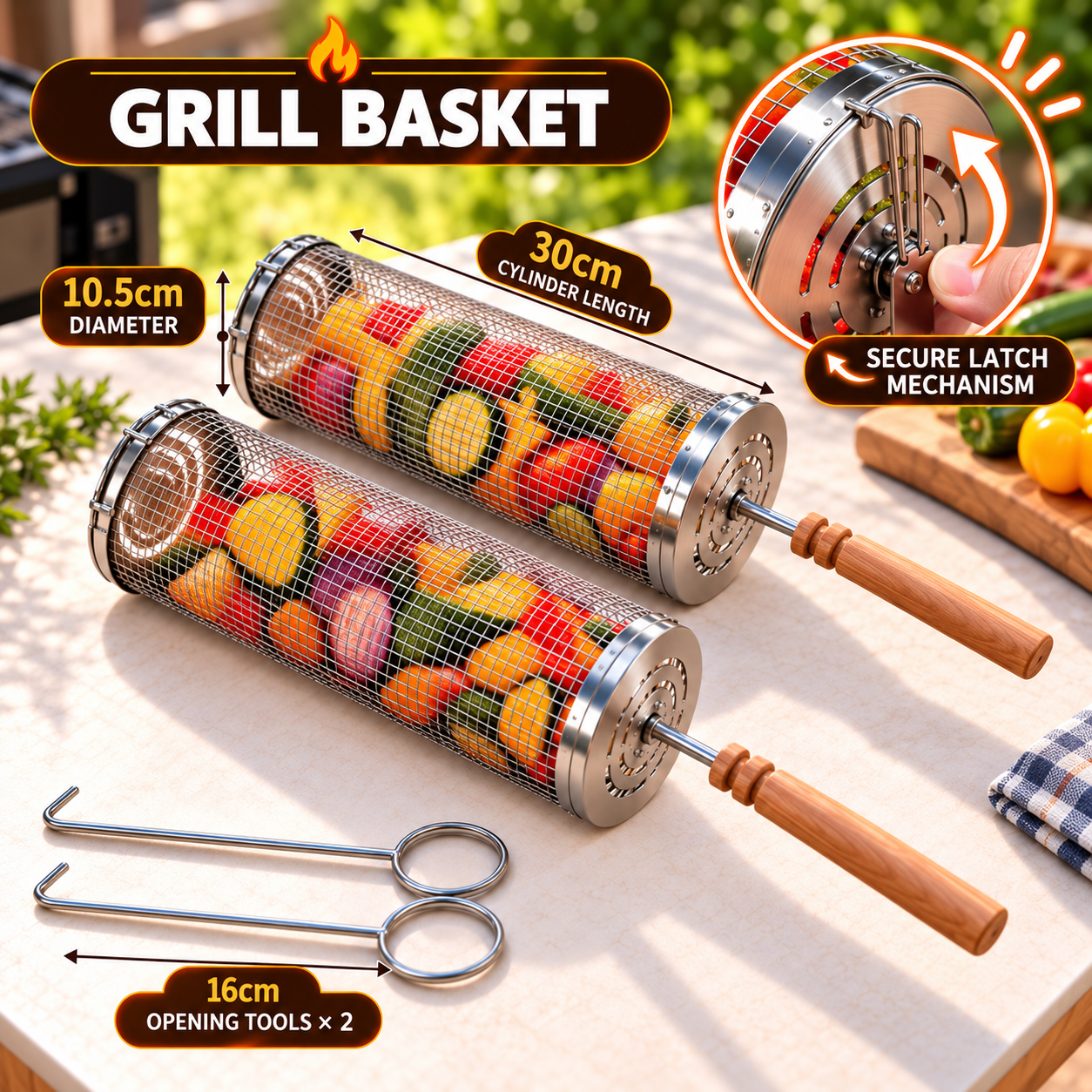 Non-stick Material Rolling BBQ Basket