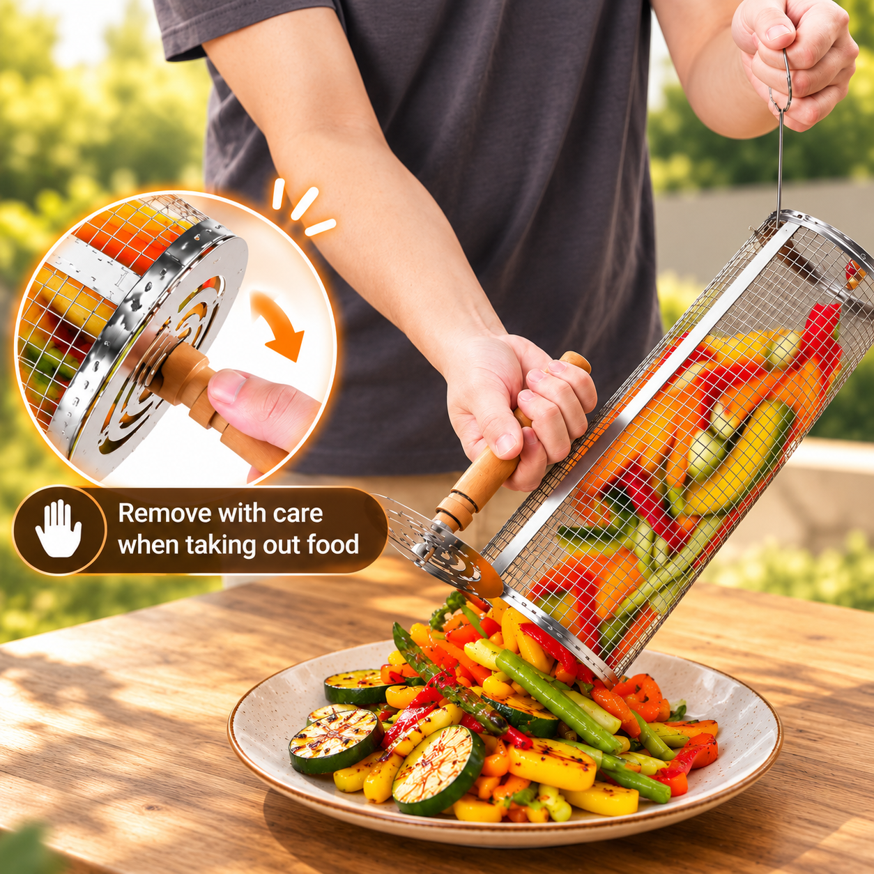 Non-stick Material Rolling BBQ Basket