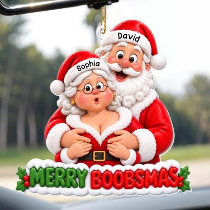Merry Boobsmas Funny Santa Couple Ornament - Personalized Custom Acrylic Ornament, Christmas Gift