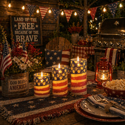 3-Piece Set - Patriotic Flameless Candles (With Remote Control)