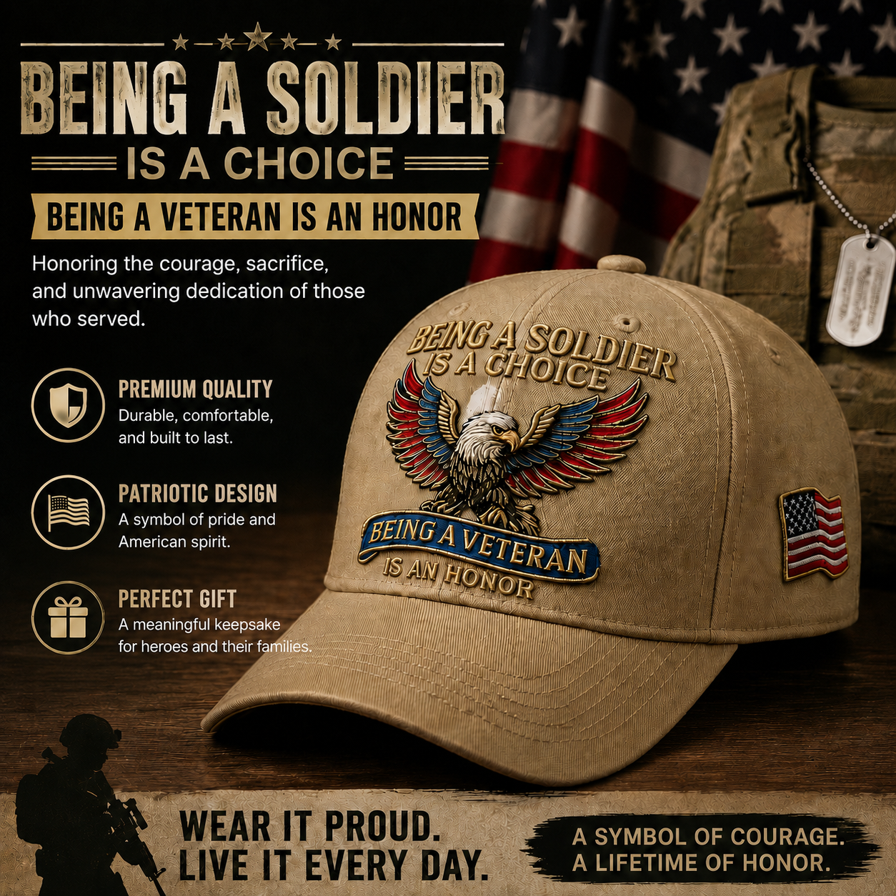 🦅 “Being a Soldier, Being a Veteran” Commemorative Cap