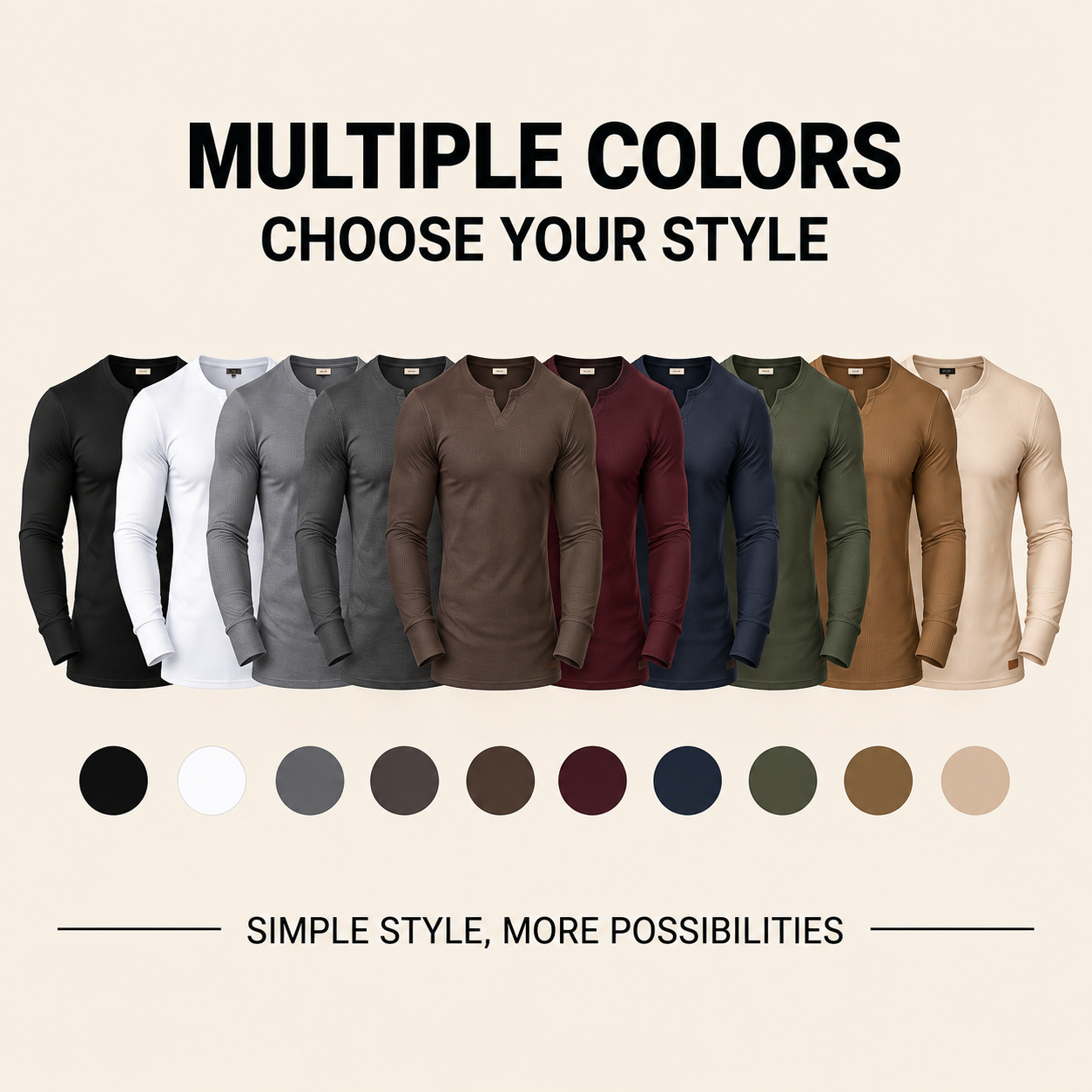 Men's Casual V Neck Long Sleeve Tee