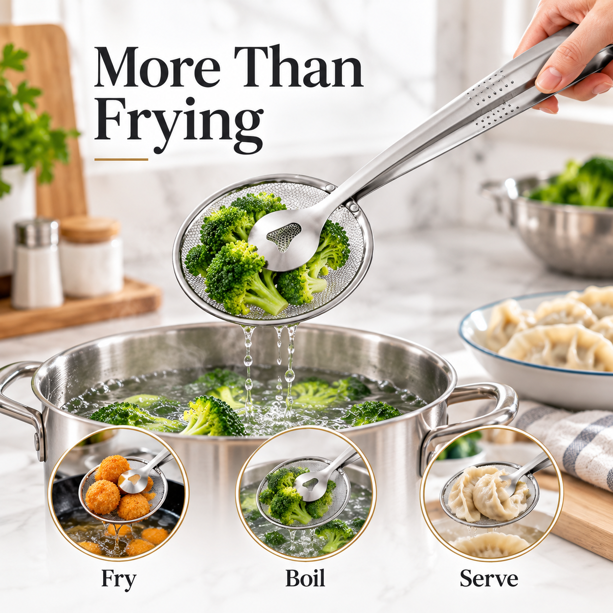 2-in-1 Stainless Steel Oil Strainer Tongs
