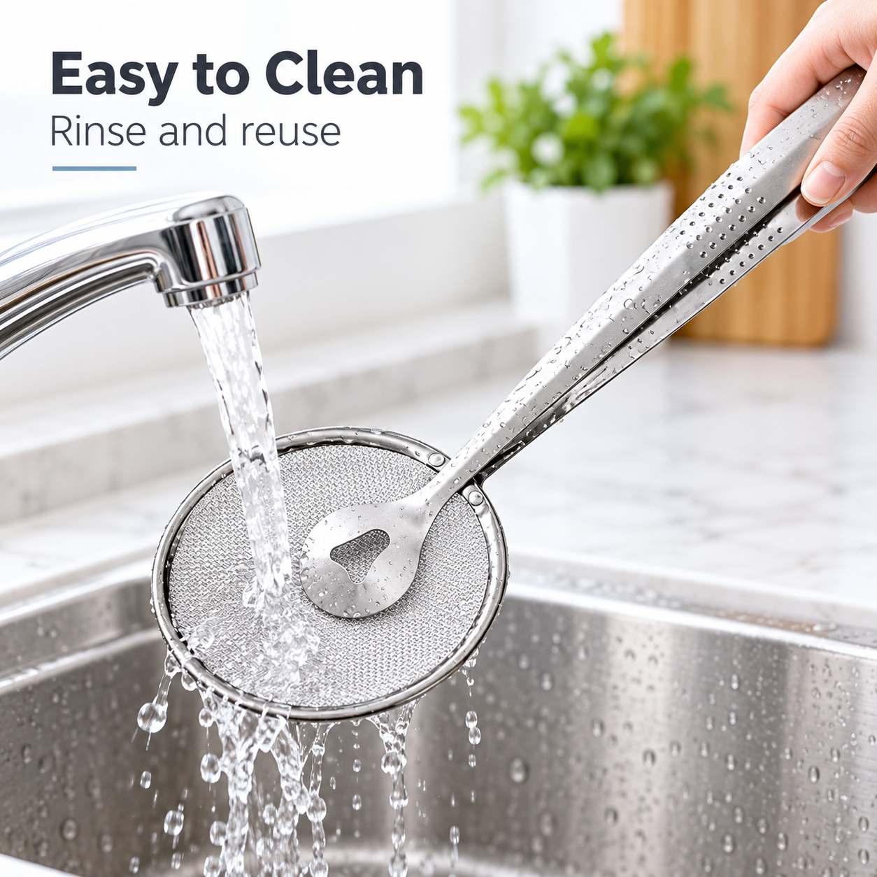 2-in-1 Stainless Steel Oil Strainer Tongs