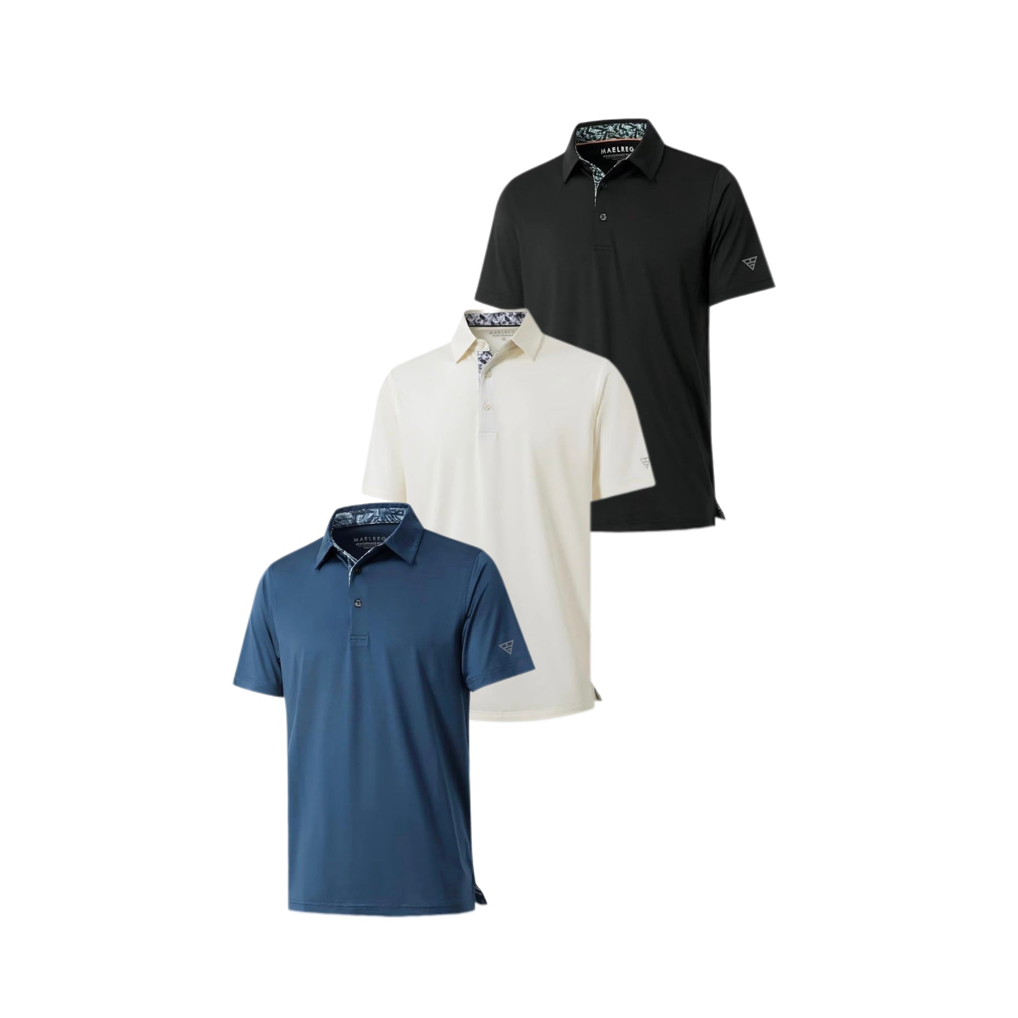 Men‘s Floral Collar Polo Shirt – Anti-Wrinkle Stretchy Arm-Enhancing Short Sleeves