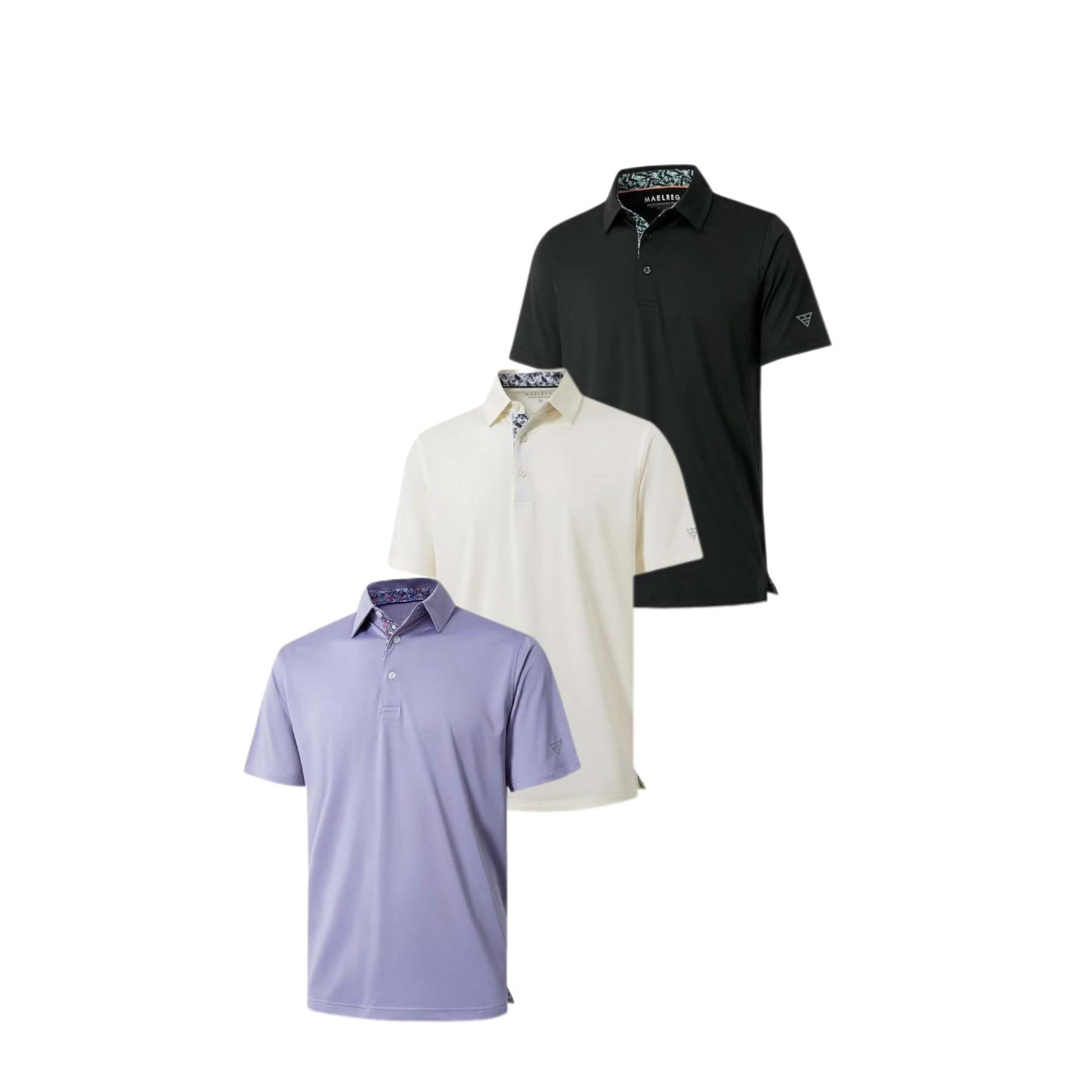 Men‘s Floral Collar Polo Shirt – Anti-Wrinkle Stretchy Arm-Enhancing Short Sleeves
