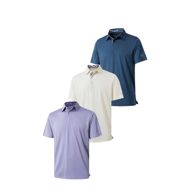 Men‘s Floral Collar Polo Shirt – Anti-Wrinkle Stretchy Arm-Enhancing Short Sleeves