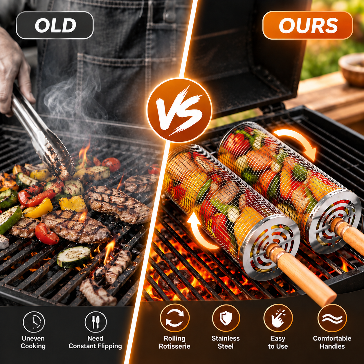 Non-stick Material Rolling BBQ Basket