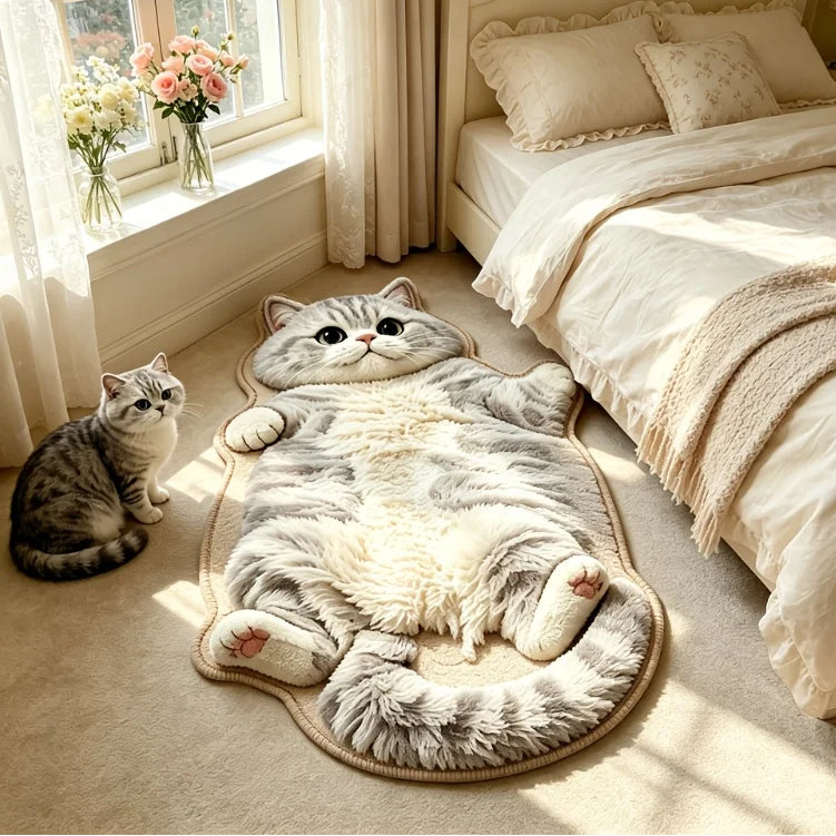 Chubby Tabby Cat Shaped Rug 🐱🤎