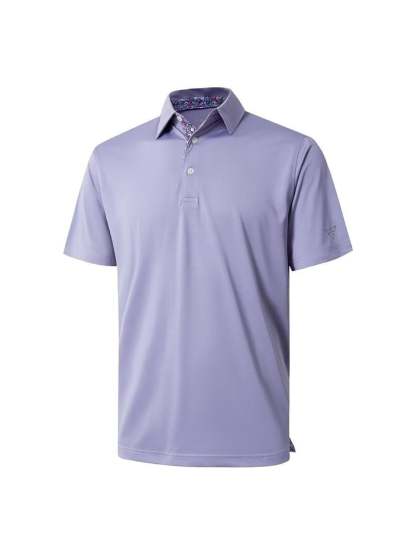 Men‘s Floral Collar Polo Shirt – Anti-Wrinkle Stretchy Arm-Enhancing Short Sleeves
