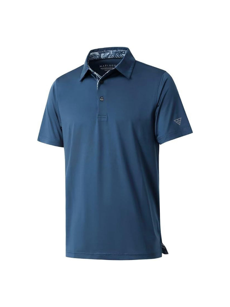 Men‘s Floral Collar Polo Shirt – Anti-Wrinkle Stretchy Arm-Enhancing Short Sleeves
