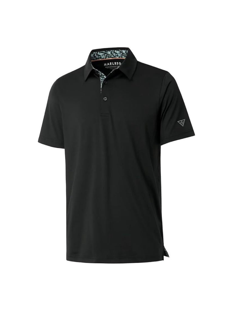 Men‘s Floral Collar Polo Shirt – Anti-Wrinkle Stretchy Arm-Enhancing Short Sleeves