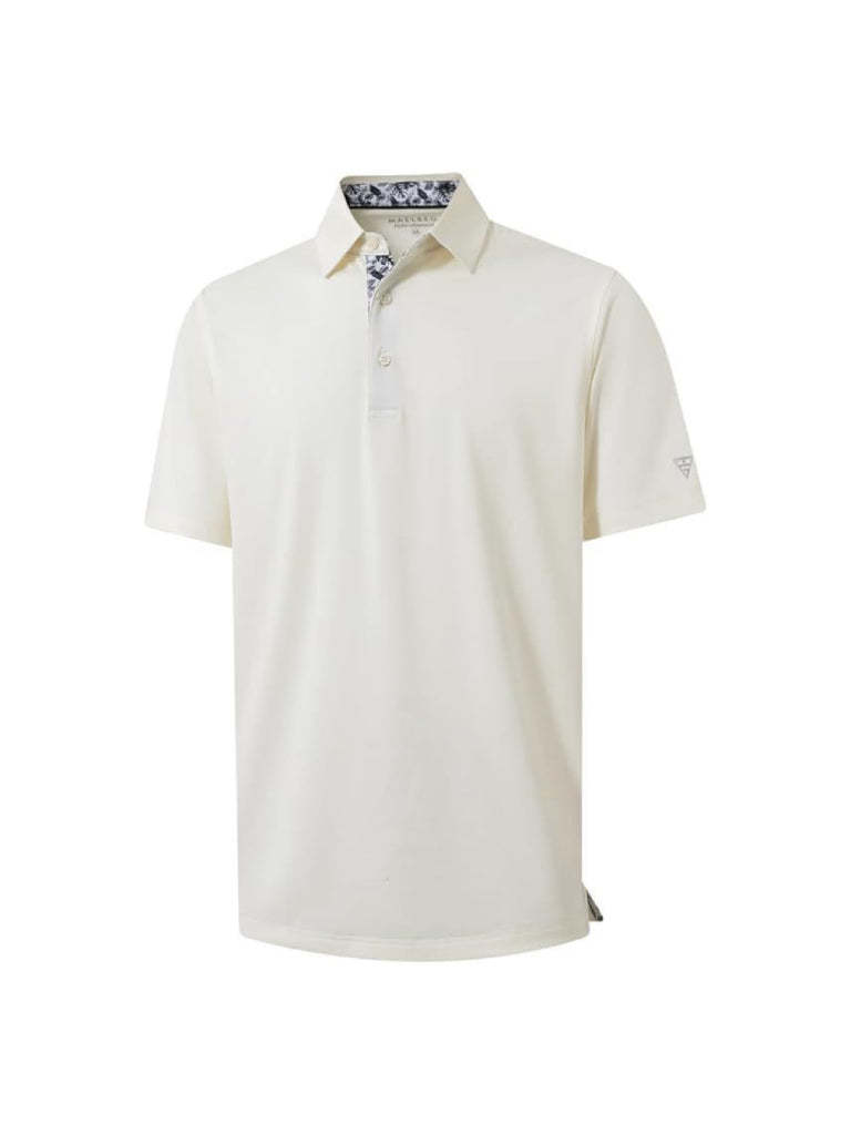 Men‘s Floral Collar Polo Shirt – Anti-Wrinkle Stretchy Arm-Enhancing Short Sleeves