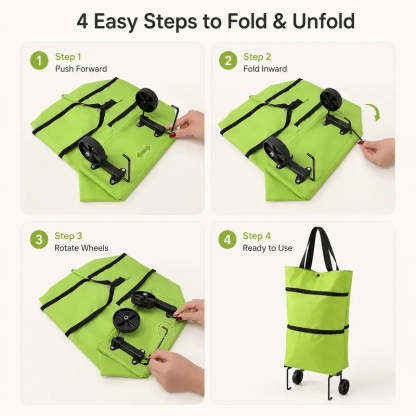 🔥HOT SALE 50% OFF🔥2-in-1 Foldable Shopping Cart Bag with Wheels – Reusable Rolling Grocery Tote