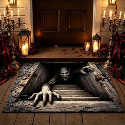 3D Halloween Front Door Mat – Skull & Clown Horror Doormat