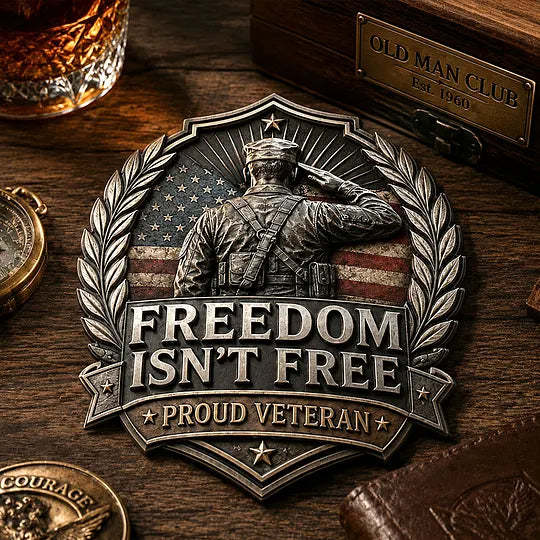 Freedom Isn't Free – Proud Veteran Patriotic Emblem for Your Vehicle