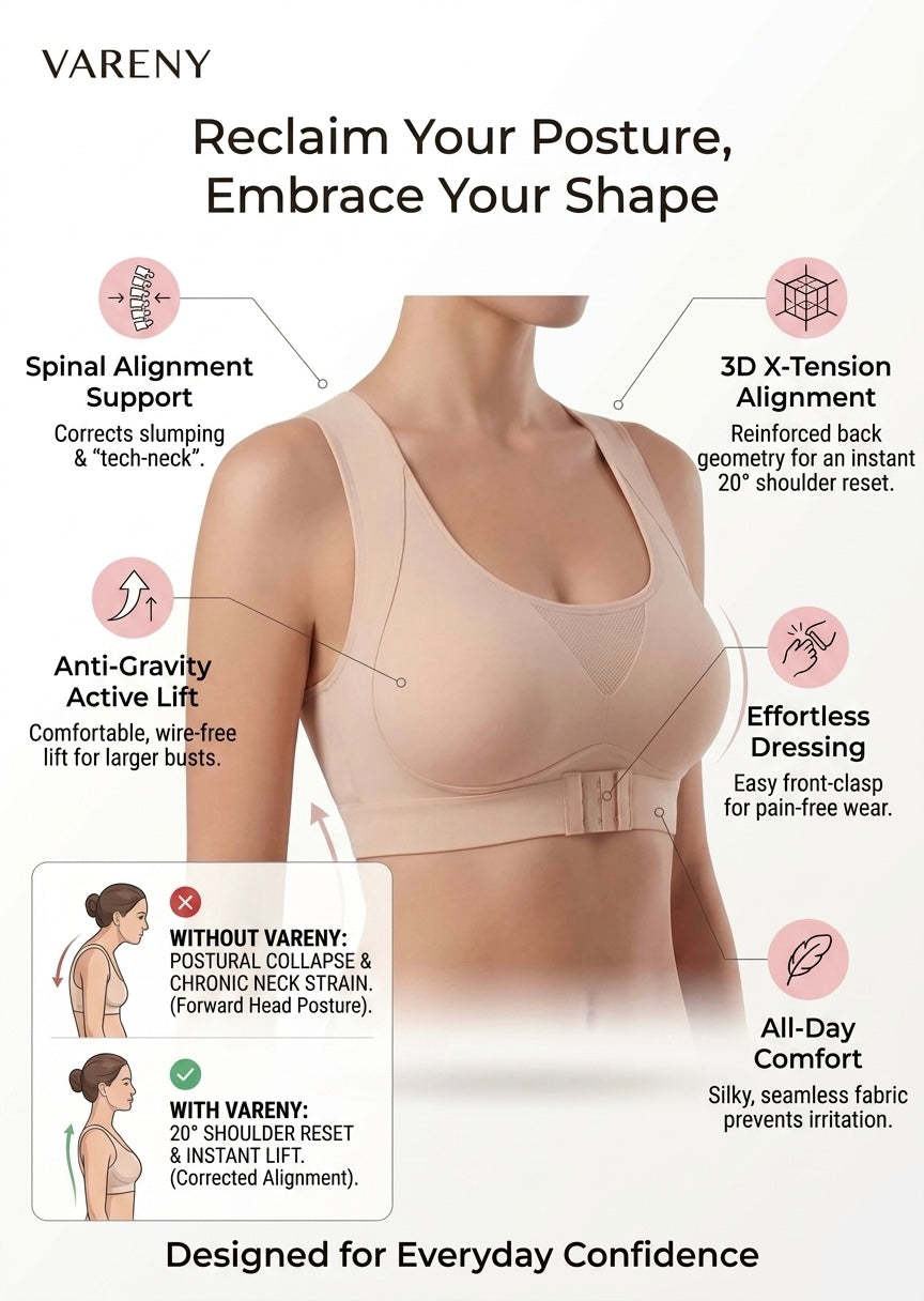 Cross Back Front Closure Wireless Posture Support Bra