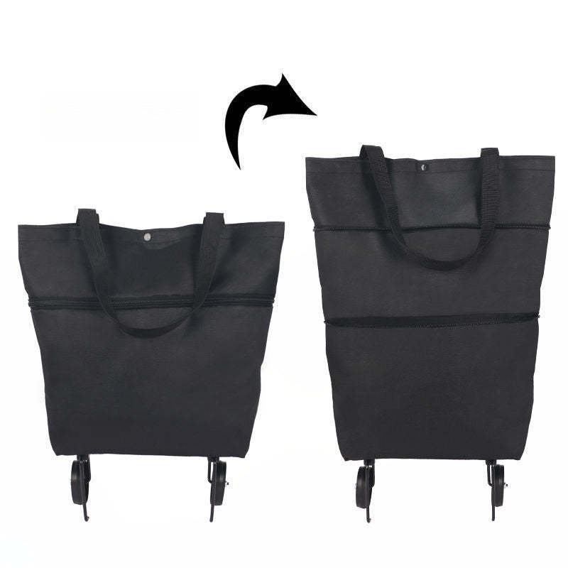 🔥HOT SALE 50% OFF🔥2-in-1 Foldable Shopping Cart Bag with Wheels – Reusable Rolling Grocery Tote