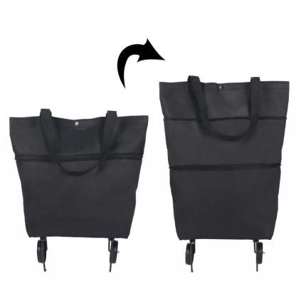 🔥HOT SALE 50% OFF🔥2-in-1 Foldable Shopping Cart Bag with Wheels – Reusable Rolling Grocery Tote
