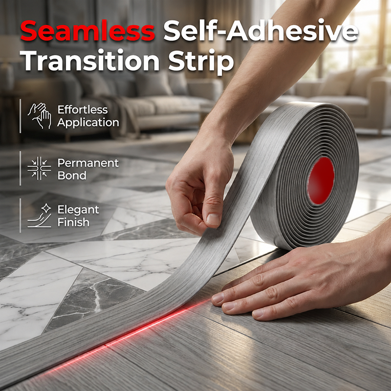 🔥 50% RABATT | Selbstklebende Flexible Bodenübergangsleiste | Langlebiges Weiches PVC | Nahtloser Übergang | Staub- & Wasserresistent | 4 cm & 5 cm 🏠✨