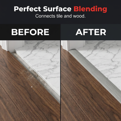 🔥 50% RABATT | Selbstklebende Flexible Bodenübergangsleiste | Langlebiges Weiches PVC | Nahtloser Übergang | Staub- & Wasserresistent | 4 cm & 5 cm 🏠✨