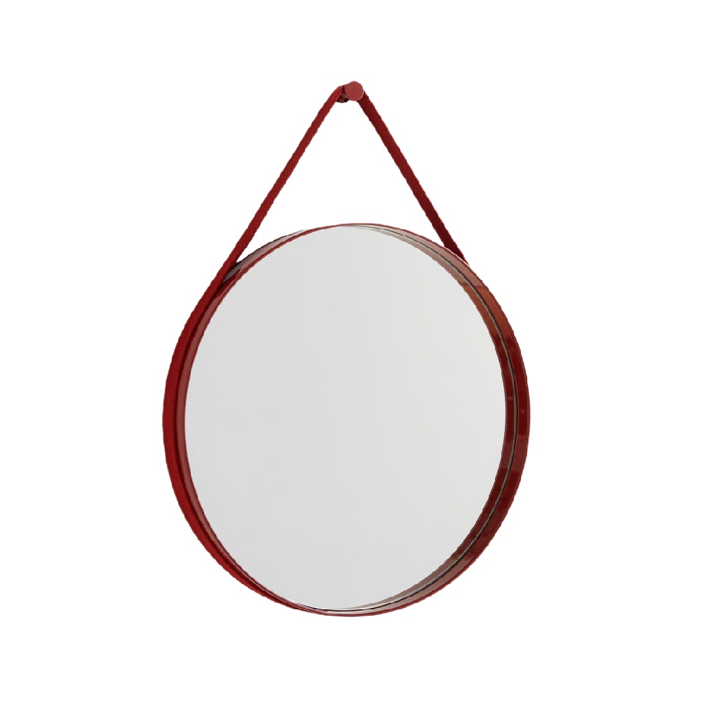 Espejo decorativo circular colgante con marco rojo-noemiross.shop